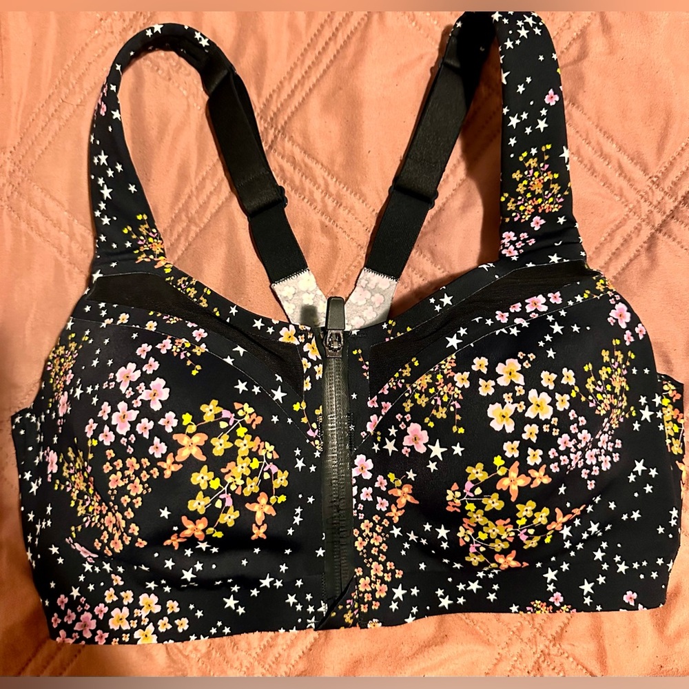 Black Floral Sports Bra